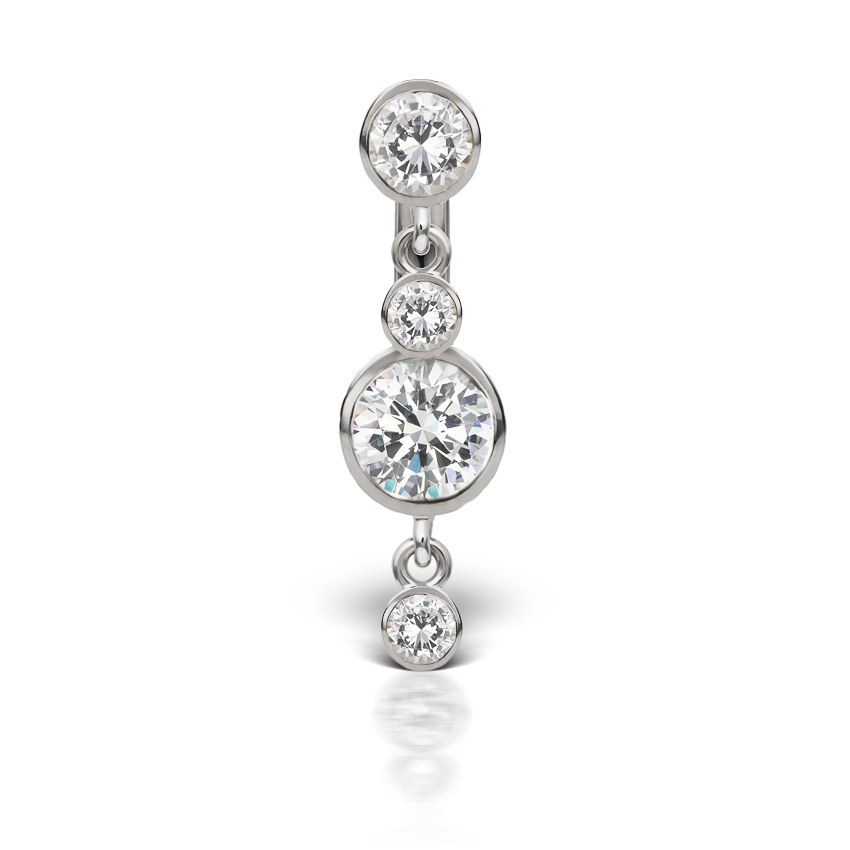 3-4 Cubic Zirconia with Double Dangle Barbell