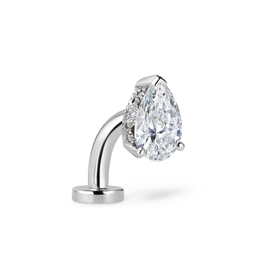 Pear Diamond Engraved Navel Floater