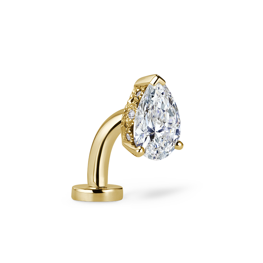 Pear Diamond Engraved Navel Floater