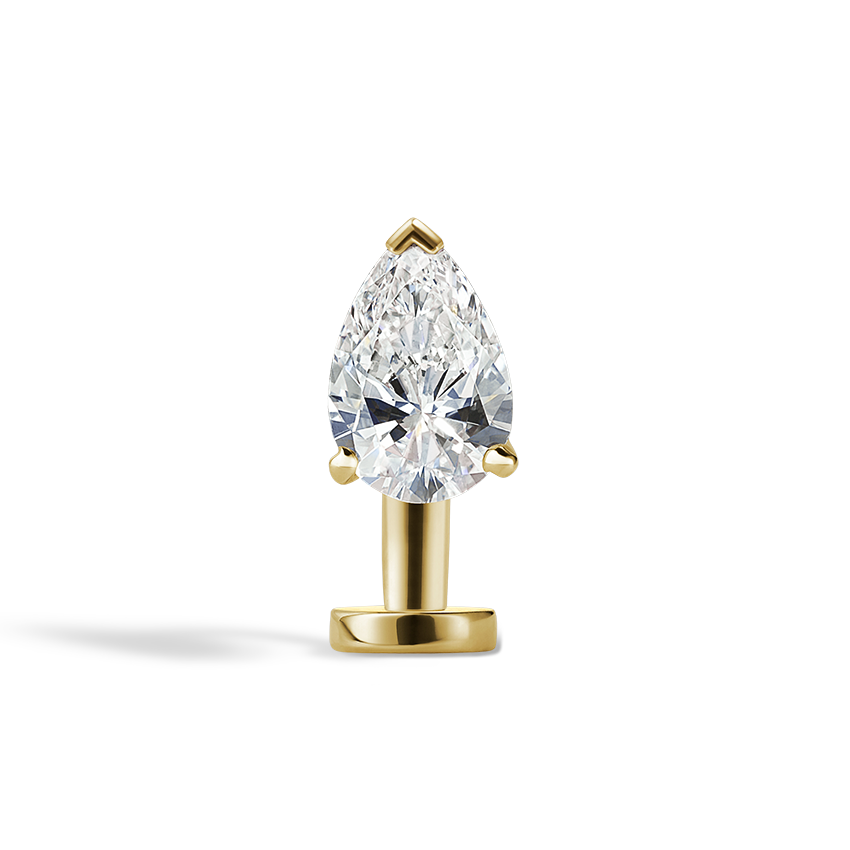 Pear Diamond Engraved Navel Floater