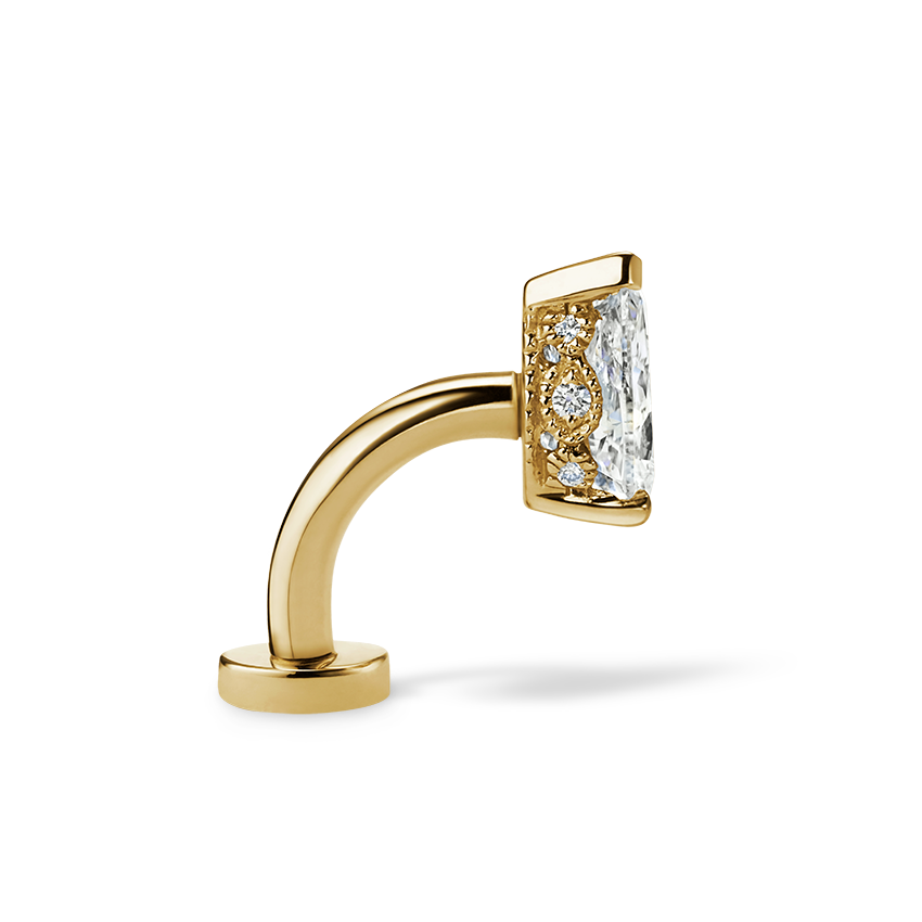 Pear Diamond Engraved Navel Floater