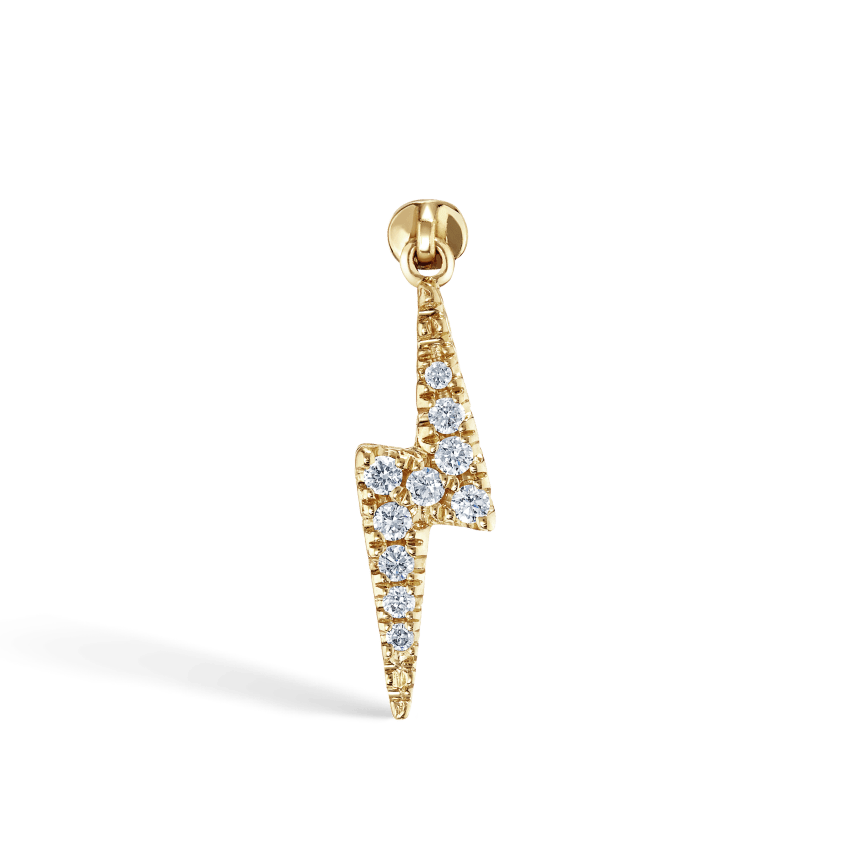 Diamond and Sapphire Lightning Bolt Threaded Charm Earring