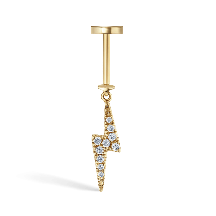 Diamond and Sapphire Lightning Bolt Threaded Charm Earring