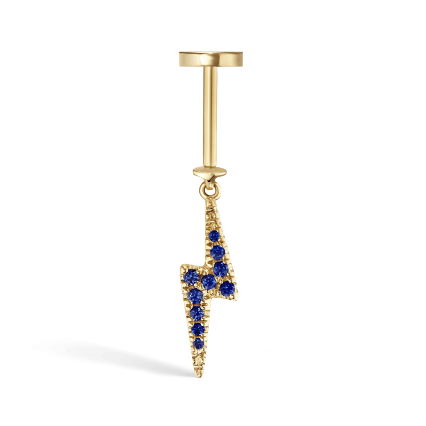 Diamond and Sapphire Lightning Bolt Threaded Charm Earring
