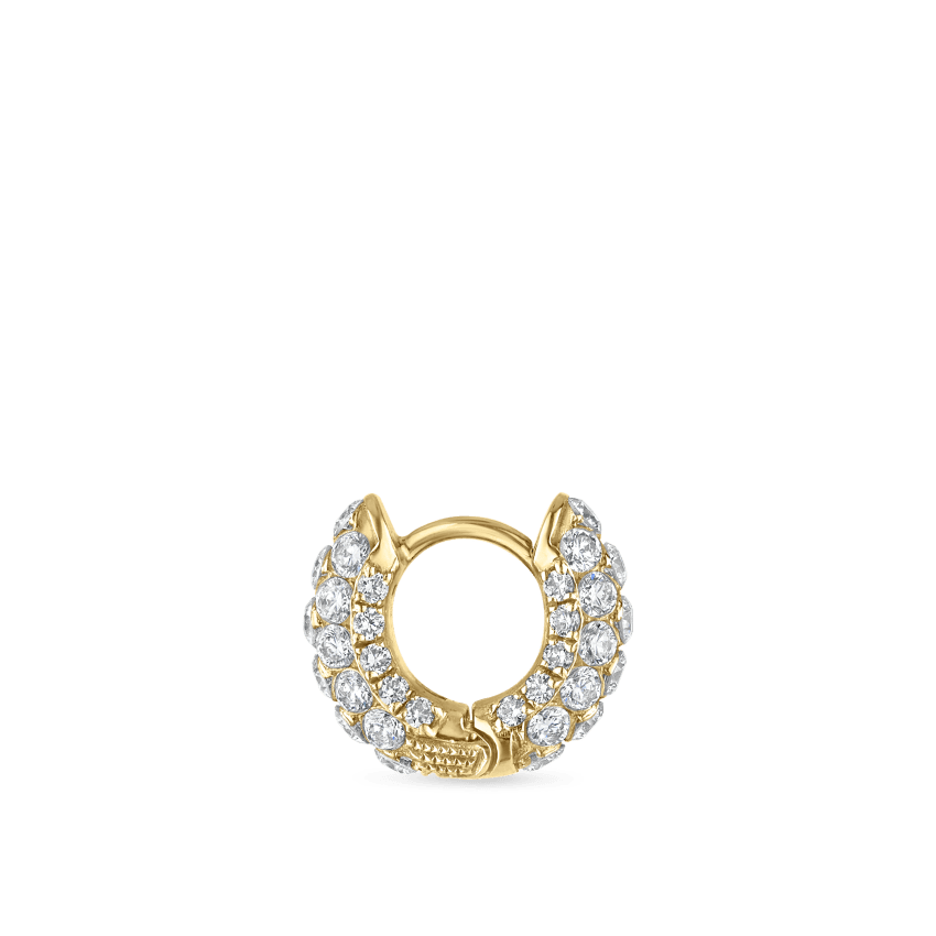 Invisible Set Diamond Three Row Pavé Hoop Earring