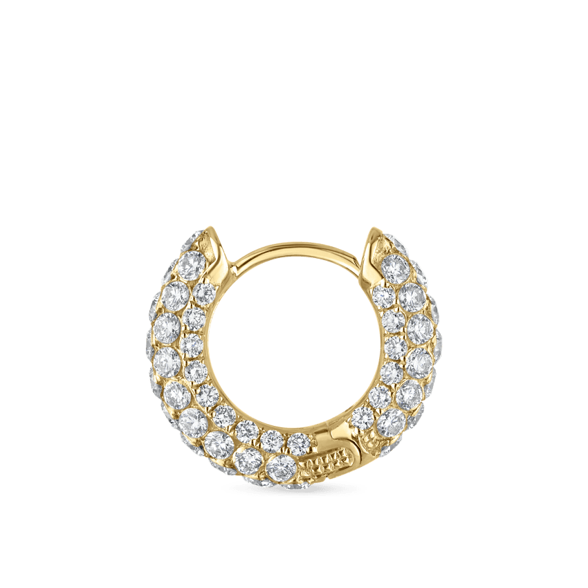 Invisible Set Diamond Three Row Pavé Hoop Earring