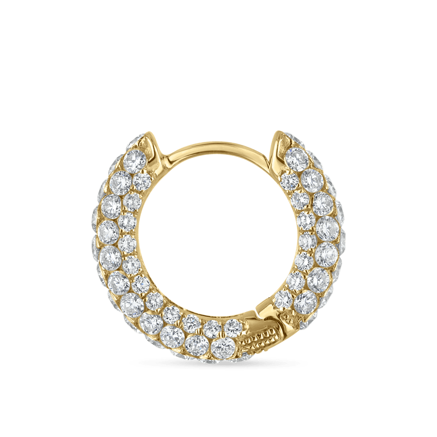 Invisible Set Diamond Three Row Pavé Hoop Earring