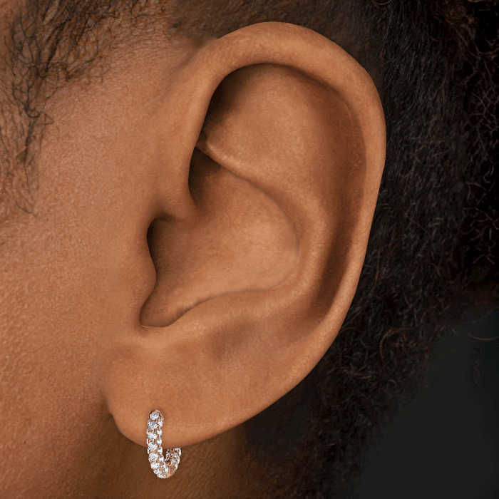 Diamond Five Row Pavé Hoop Earring (Bottom Hinge)