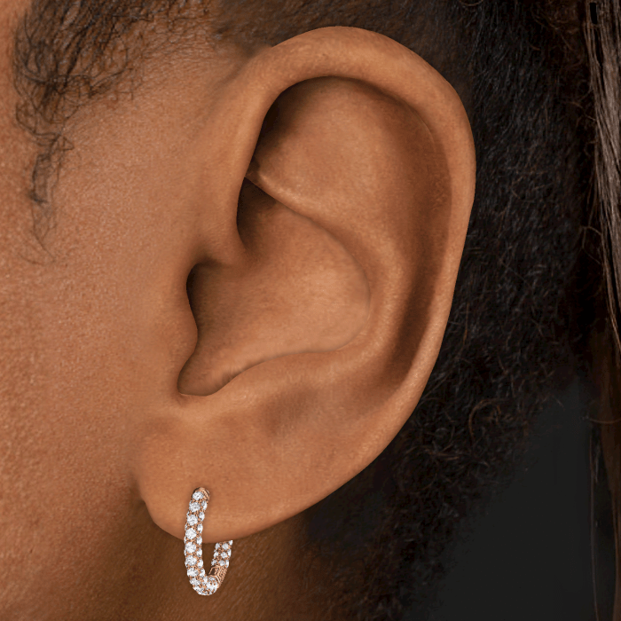 Diamond Five Row Pavé Hoop Earring (Bottom Hinge)