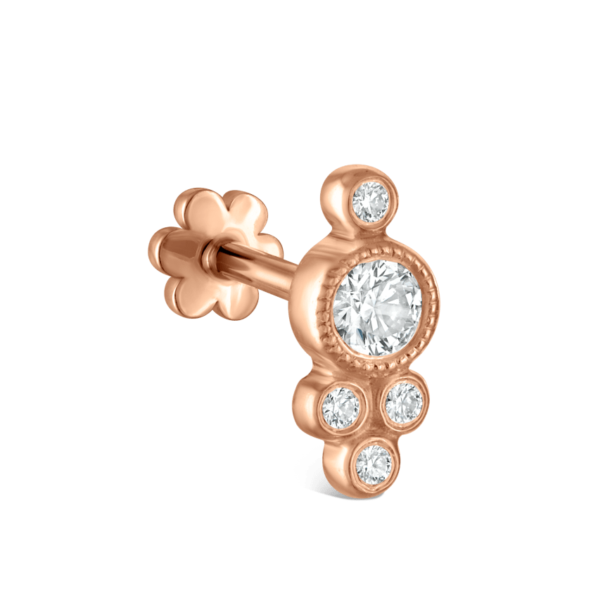 Five Diamond Trinity Threaded Stud Earring