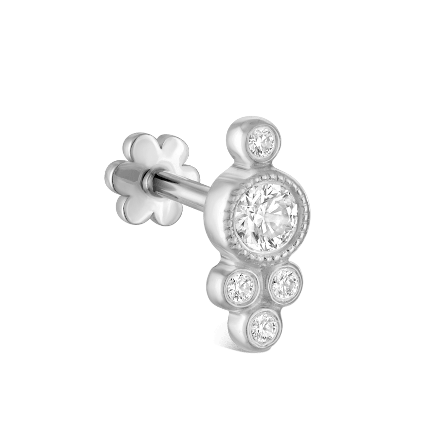 Five Diamond Trinity Threaded Stud Earring