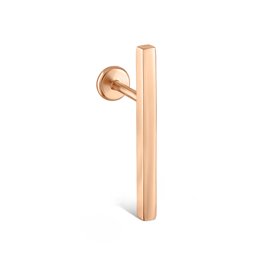 Polished Square Bar Threaded Stud Earring