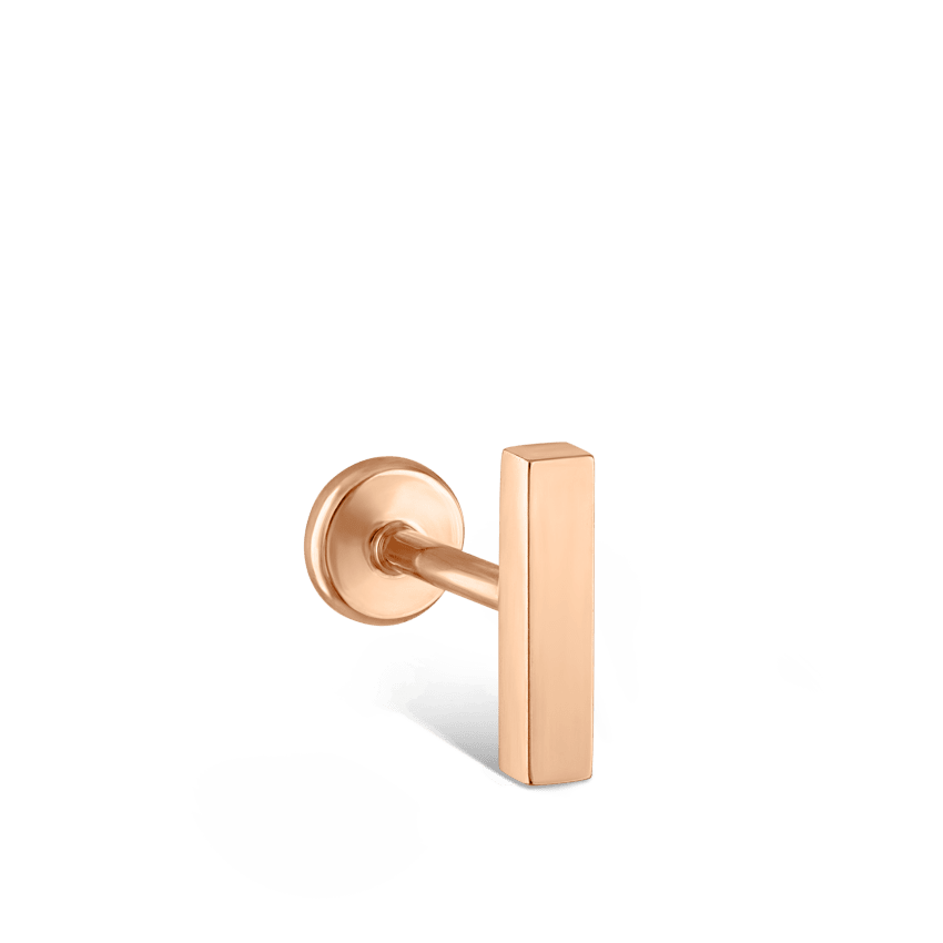 Polished Square Bar Threaded Stud Earring