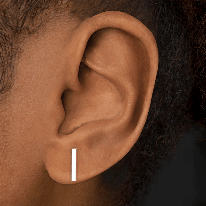 Polished Square Bar Threaded Stud Earring
