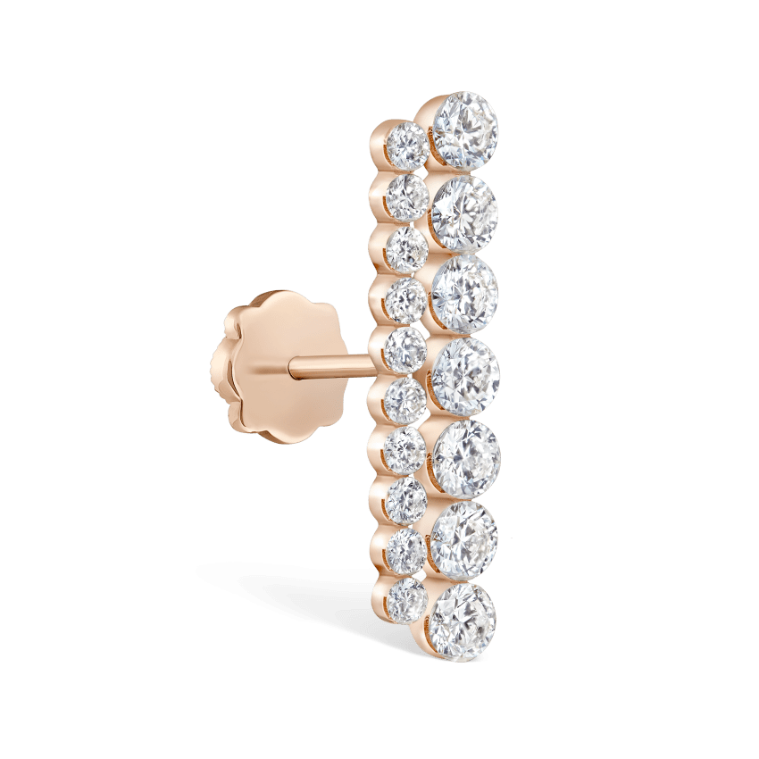 Invisible Set Diamond Apsara Bar Threaded Stud Earring