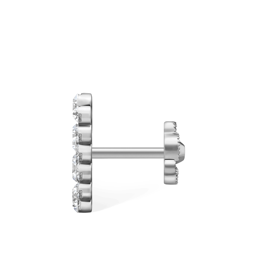Invisible Set Diamond Apsara Bar Threaded Stud Earring