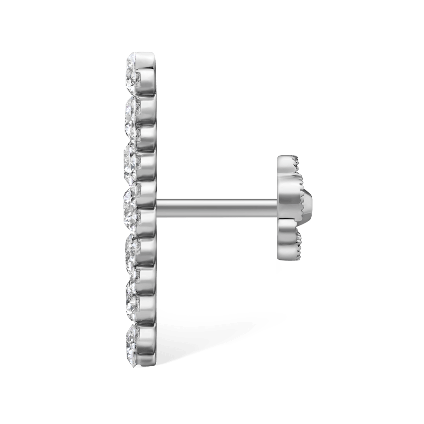 Invisible Set Diamond Apsara Bar Threaded Stud Earring