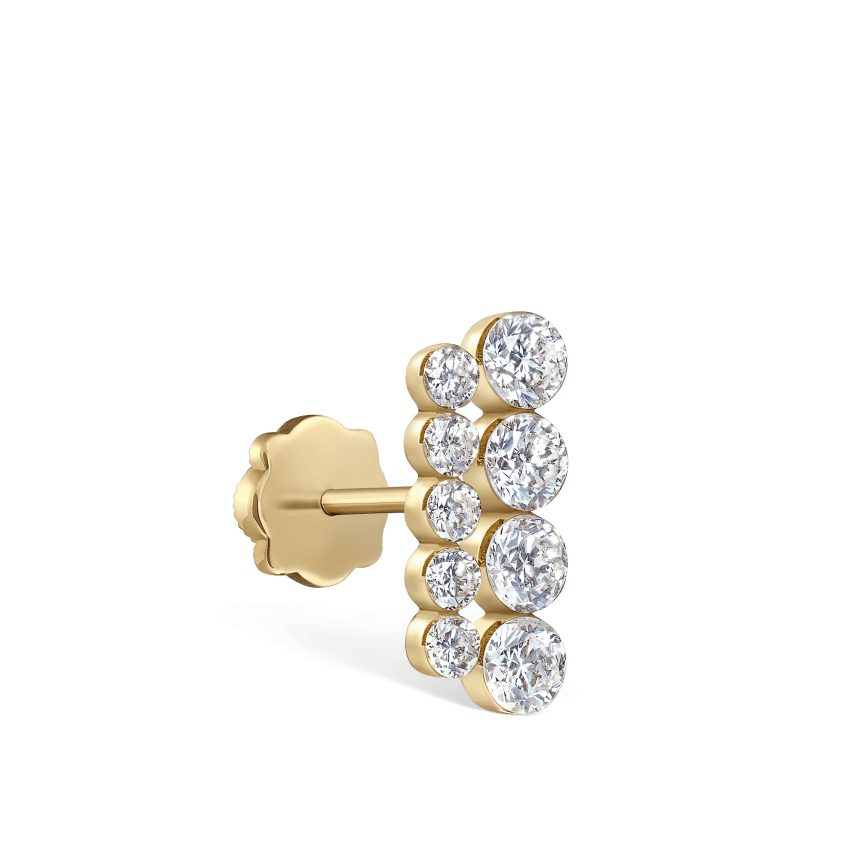 Invisible Set Diamond Apsara Bar Threaded Stud Earring