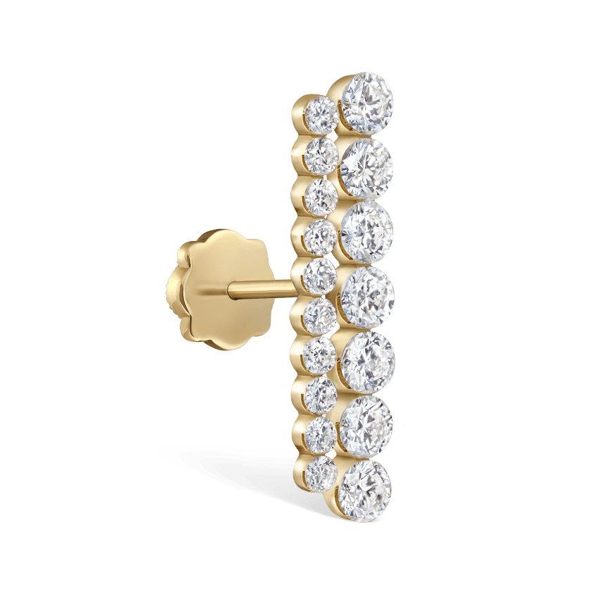 Invisible Set Diamond Apsara Bar Threaded Stud Earring