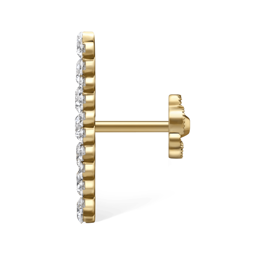 Invisible Set Diamond Apsara Bar Threaded Stud Earring