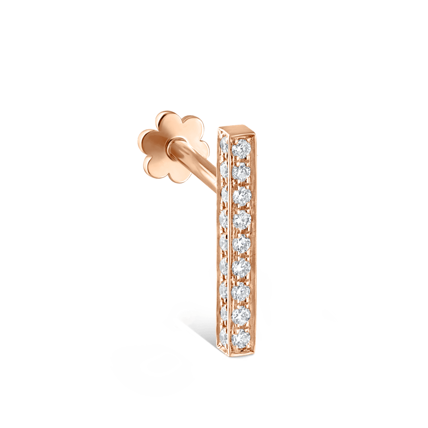 Square Diamond Pavé Bar Threaded Stud Earring