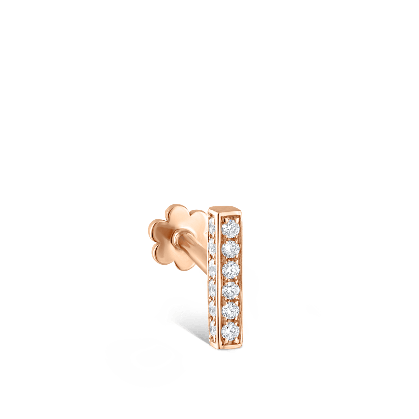 Square Diamond Pavé Bar Threaded Stud Earring