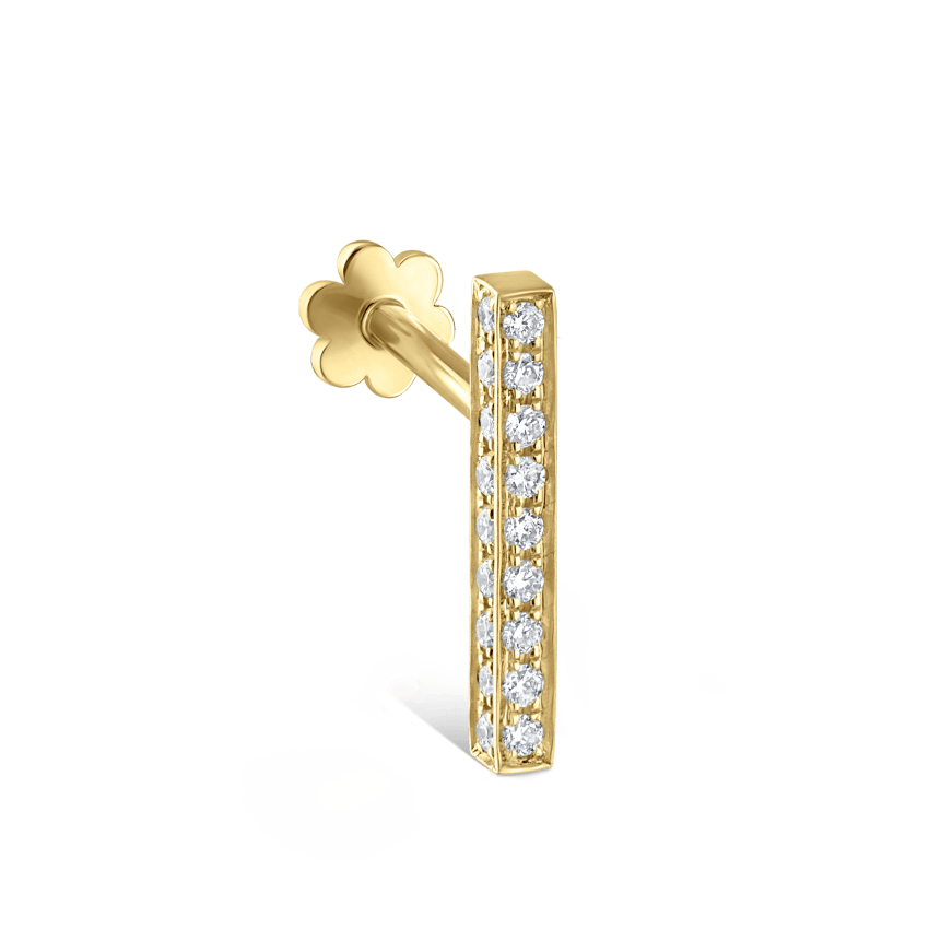 Square Diamond Pavé Bar Threaded Stud Earring
