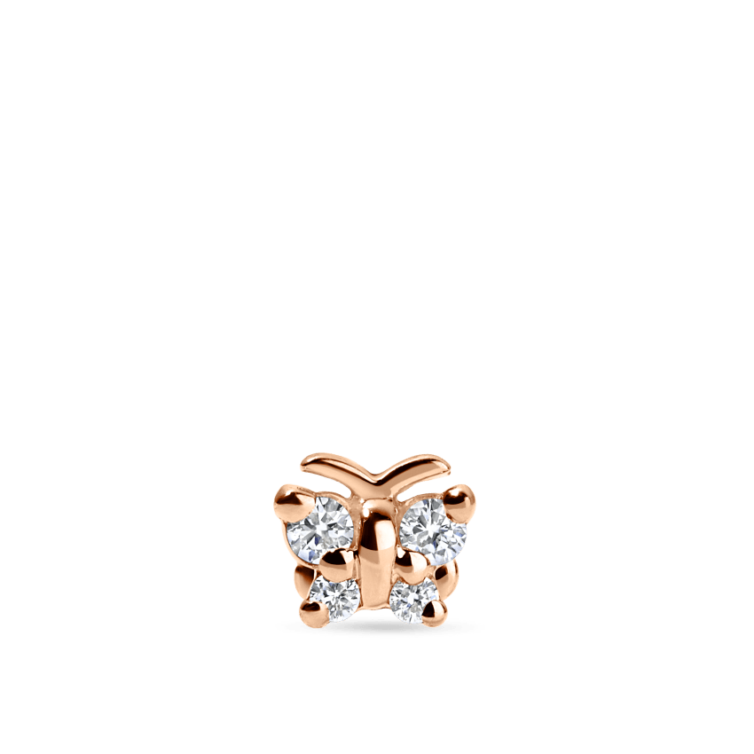 Diamond Butterfly Threaded Stud Earring