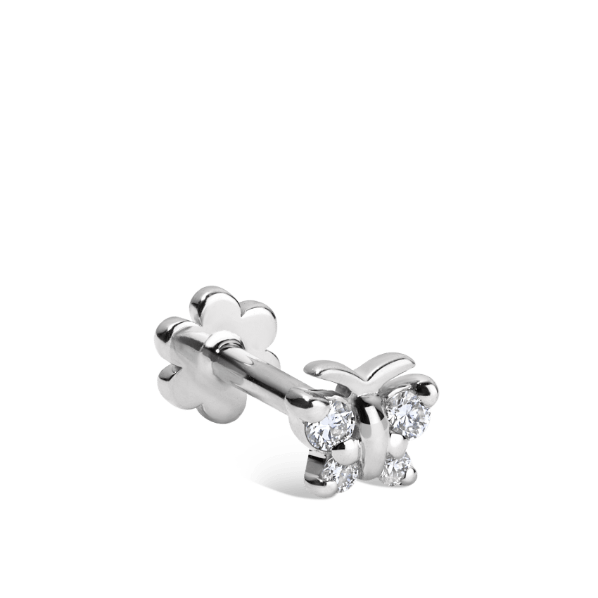 Diamond Butterfly Threaded Stud Earring