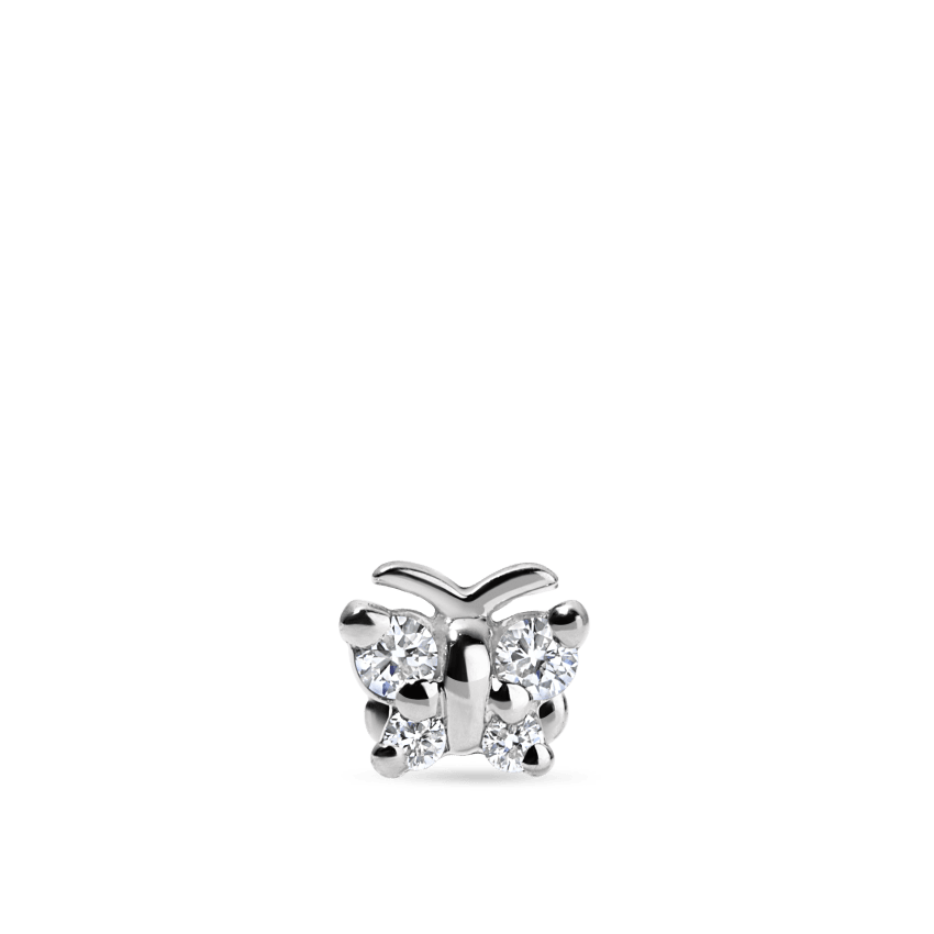 Diamond Butterfly Threaded Stud Earring
