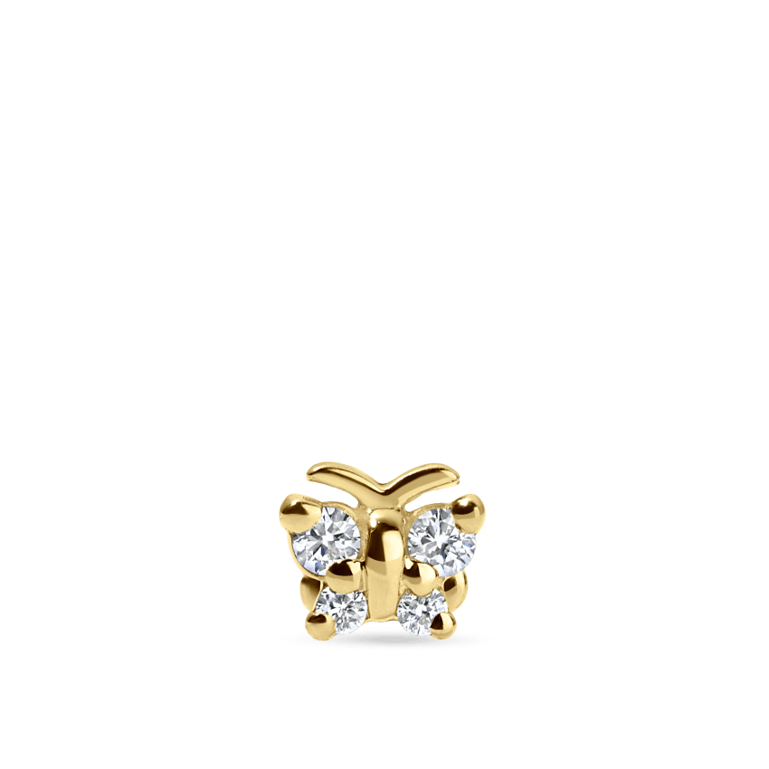 Diamond Butterfly Threaded Stud Earring