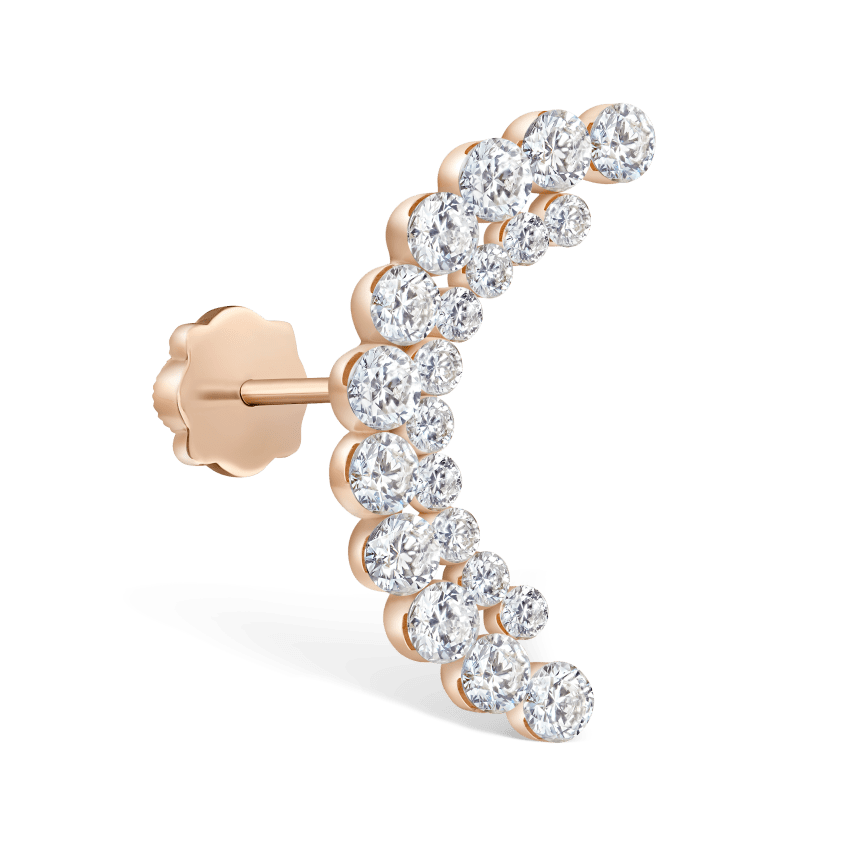 Invisible Set Diamond Apsara Curve Threaded Stud Earring