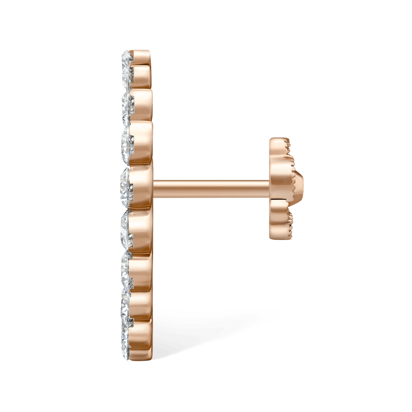 Invisible Set Diamond Apsara Curve Threaded Stud Earring