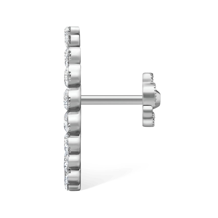 Invisible Set Diamond Apsara Curve Threaded Stud Earring