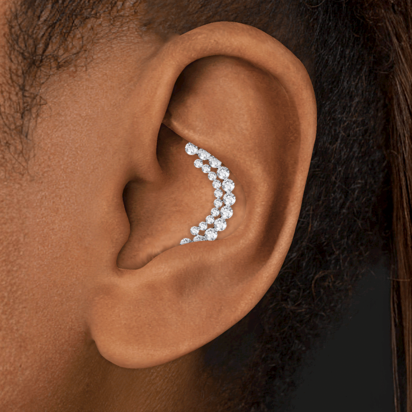 Invisible Set Diamond Apsara Curve Threaded Stud Earring