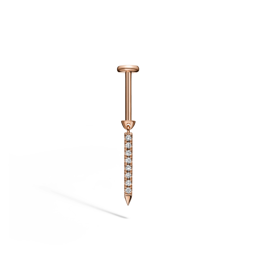 Diamond Eternity Bar Charm Threaded Stud Earring