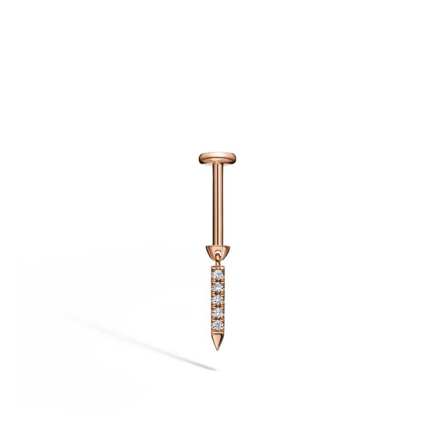 Diamond Eternity Bar Charm Threaded Stud Earring
