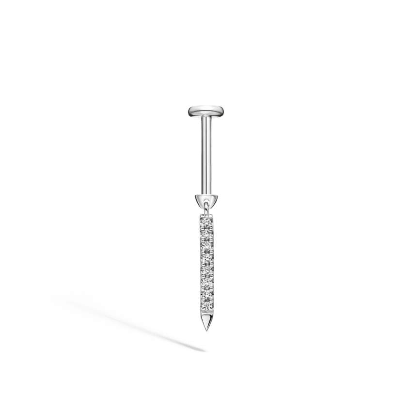 Diamond Eternity Bar Charm Threaded Stud Earring