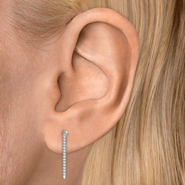 Diamond Eternity Bar Charm Threaded Stud Earring