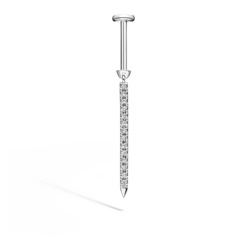 Diamond Eternity Bar Charm Threaded Stud Earring