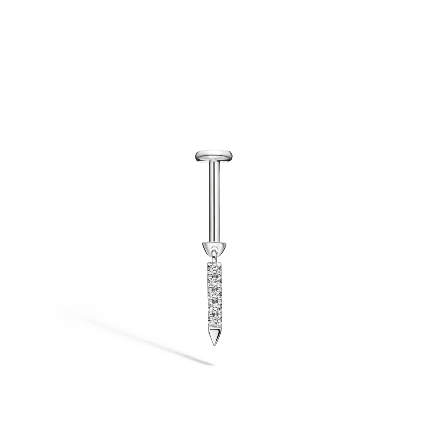 Diamond Eternity Bar Charm Threaded Stud Earring