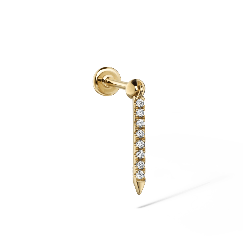 Diamond Eternity Bar Charm Threaded Stud Earring