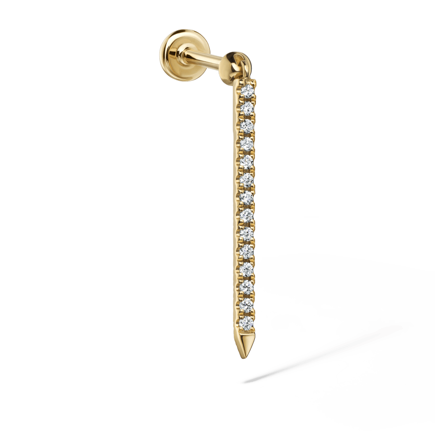 Diamond Eternity Bar Charm Threaded Stud Earring