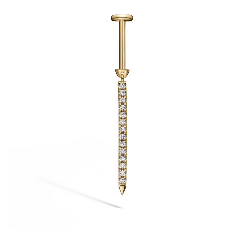 Diamond Eternity Bar Charm Threaded Stud Earring