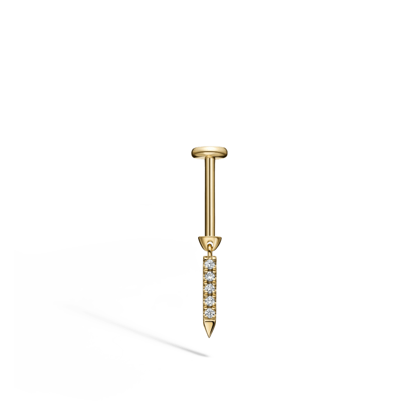 Diamond Eternity Bar Charm Threaded Stud Earring