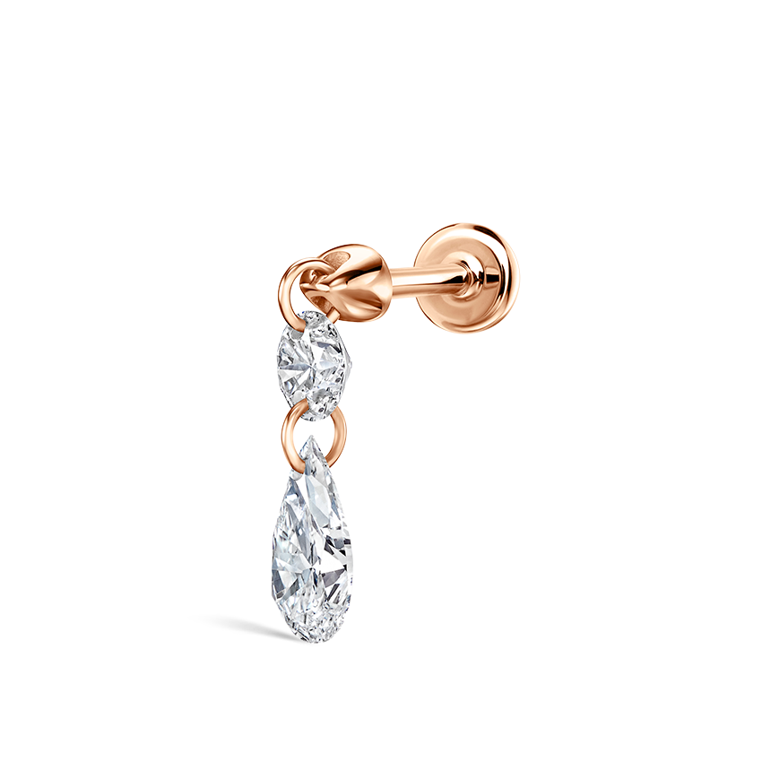 Floating Double Diamond Threaded Charm Earring