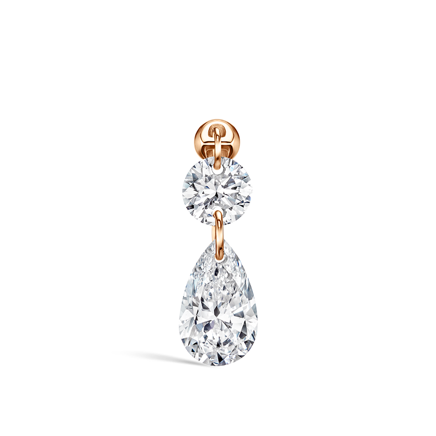Floating Double Diamond Threaded Charm Earring