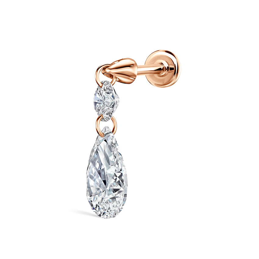 Floating Double Diamond Threaded Charm Earring