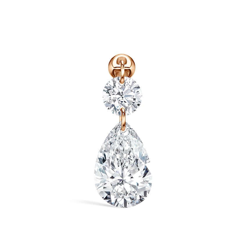 Floating Double Diamond Threaded Charm Earring