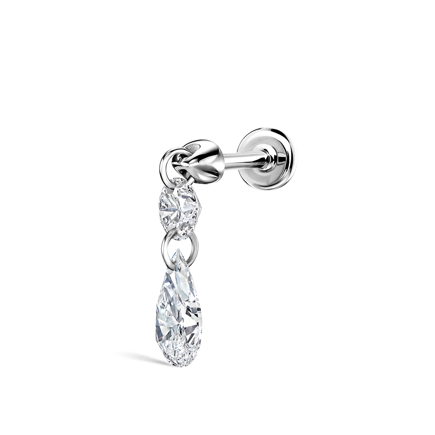 Floating Double Diamond Threaded Charm Earring